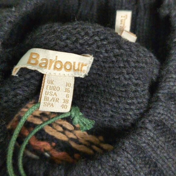 Barbour Kingsbury Knitted Sweater Dress Black Shift Long Sleeve Turtleneck 6 New - Picture 7 of 13